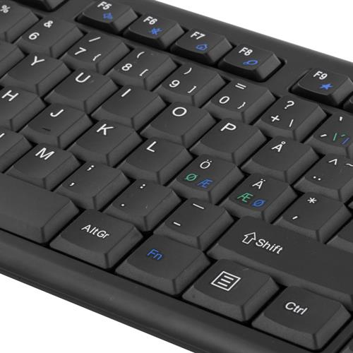 Deltaco TB-114 - wireless keyboard and mouse, black